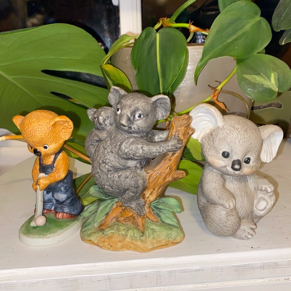 Vintage ceramic koala figurines collection